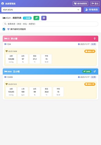 生理量測畫面 - 血壓